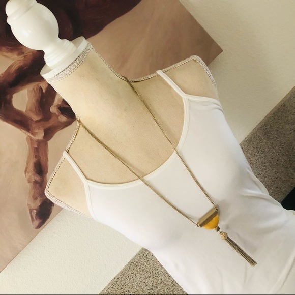 Charming Charlie marble tassel medallion long length necklace - Picture 1 of 5